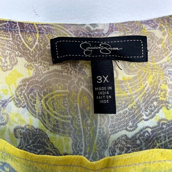 Jessica Simpson Sheer Blouse Size 3X Square Neck Ombre - Picture 5 of 14